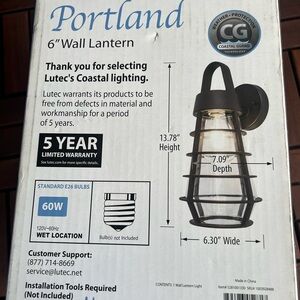 LUTEC Wall Lantern Sconce 7.09"x6.3"x13.78" 1-Light Outdoor Waterproof Black